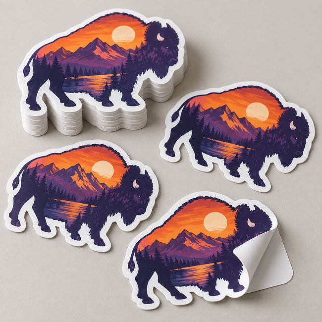 Custom Die-Cut Stickers with custom sample artwork