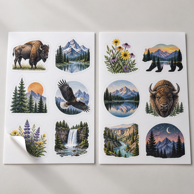 Custom Sticker Sheets with custom sample artwork