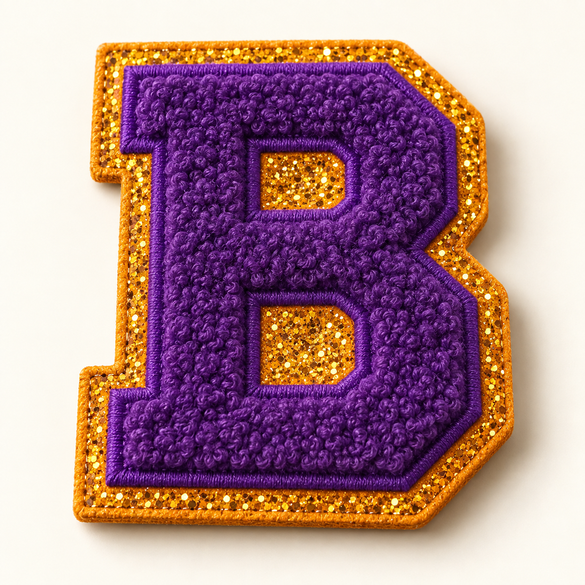 Custom Chenille Glitter Patches with a custom BCP sample design