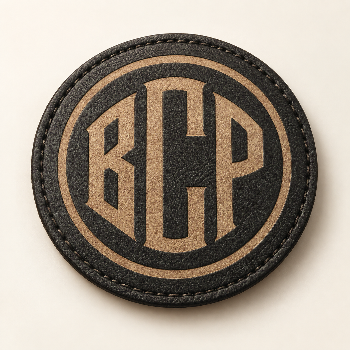 Custom Faux Leather Patches with a custom BCP sample design