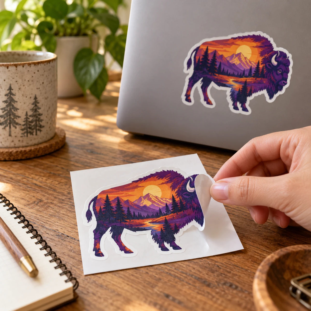 Custom Kiss Cut Stickers shown in everyday use - Big Chiefin Prints