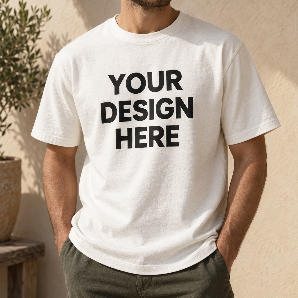 Lifestyle T-shirt with Your Design Here print