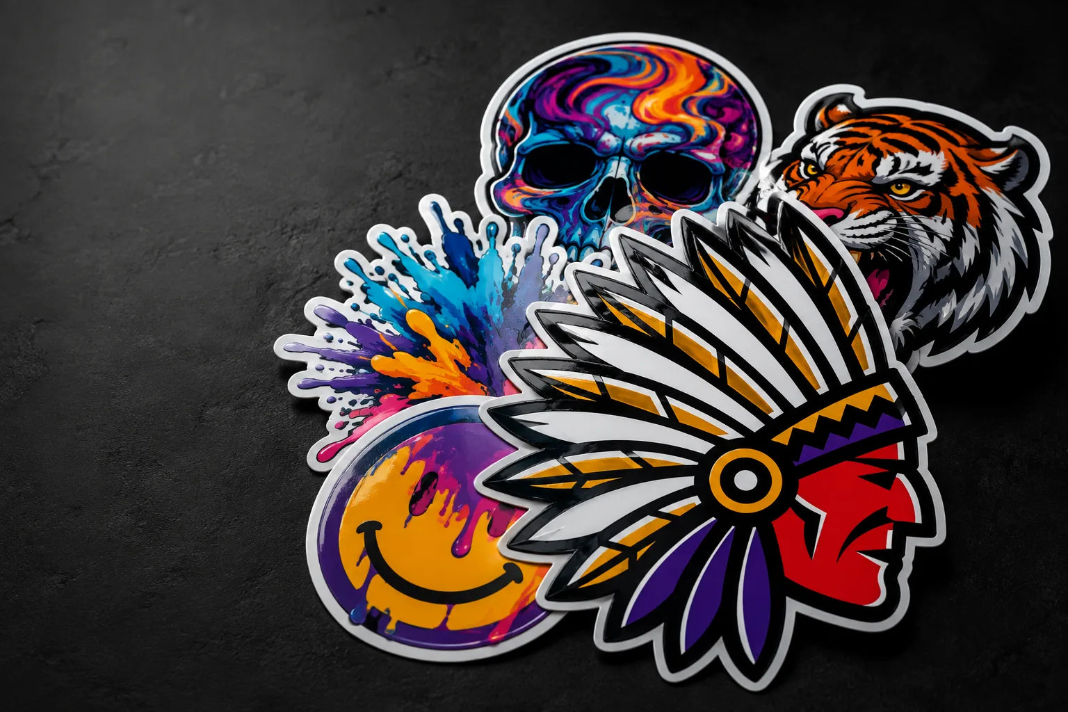 Colorful custom stickers illustrative mockup